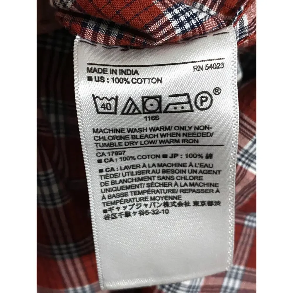 Banana Republic Red Plaid Slim Fit Button Shirt Mens S Stretch Soft Wash Classic